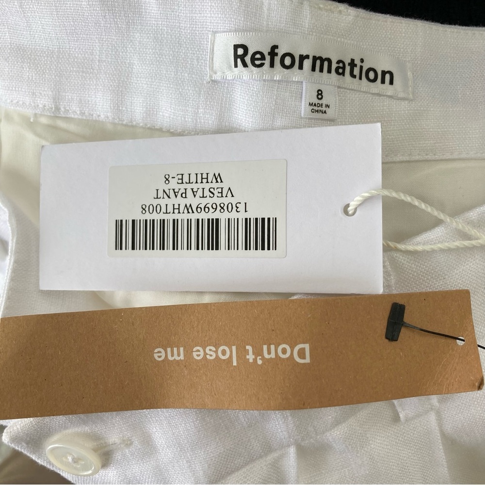 NWT Reformation Vesta Linen Pant In White Women’s 8 - Picture 13 of 16